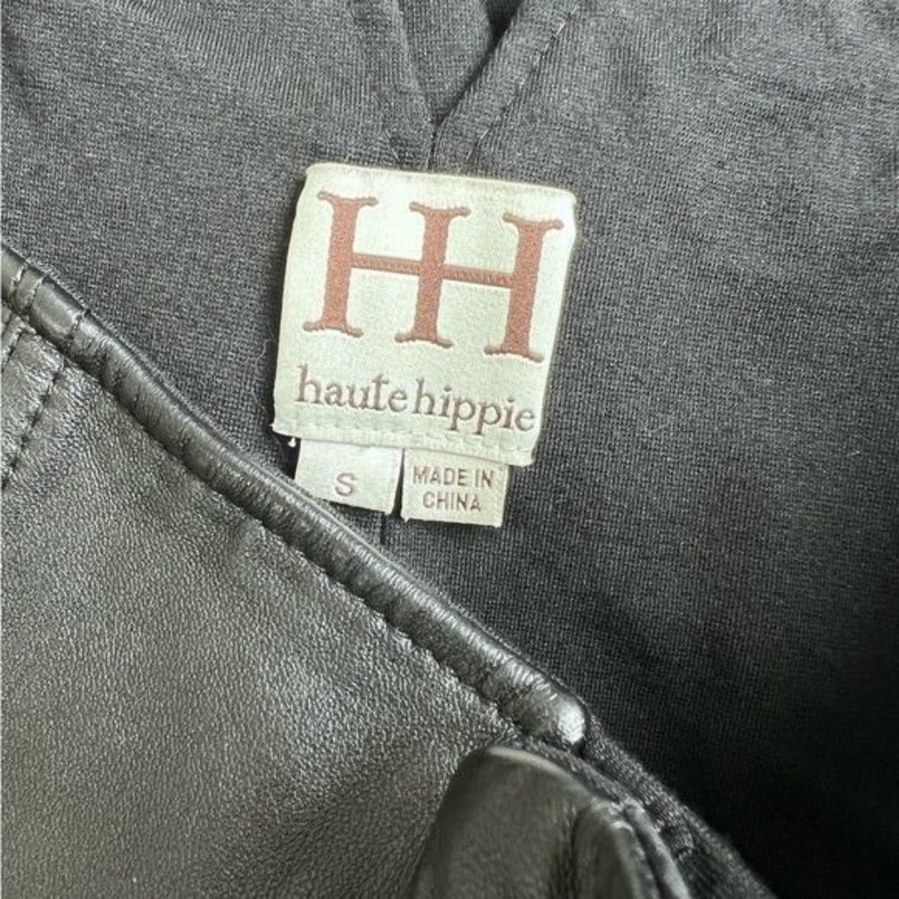 Haute Hippie Black Slim Leather-Panel Skinny corset Pants size small - Picture 10 of 10